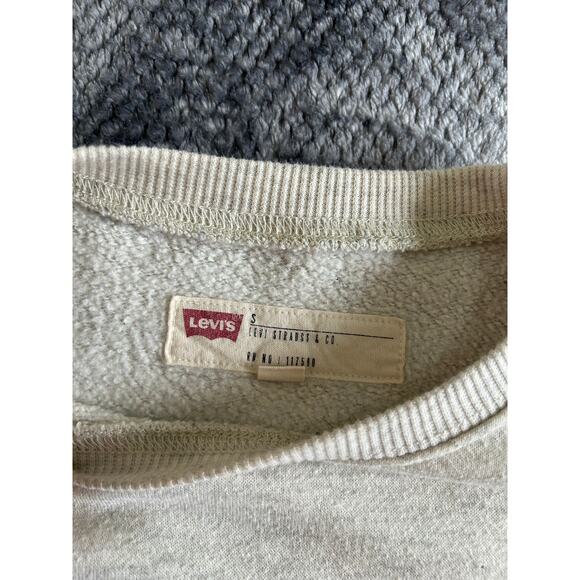 Levi's Mens Beige Crewneck Logo Relaxed Fit Pullover Sweatshirt Size Small - Picture 3 of 7
